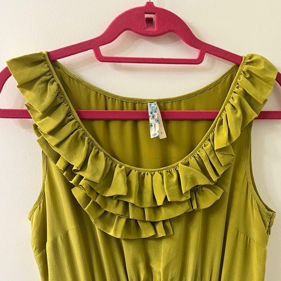 Anthropologie Maeve Sheath Pencil Wiggle Seaside Fields Ruffle Top Dress sz 8 - Picture 4 of 9